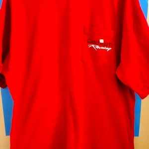 Red Carhartt racing shirt. Large size. Tough, stylish and built to last."